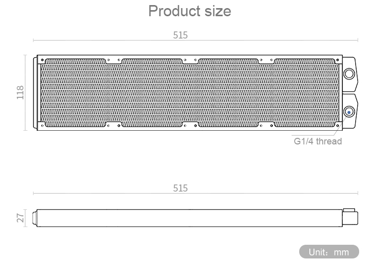 Syscooling water cooling radiator 480mm copper radiator 27mm thickness